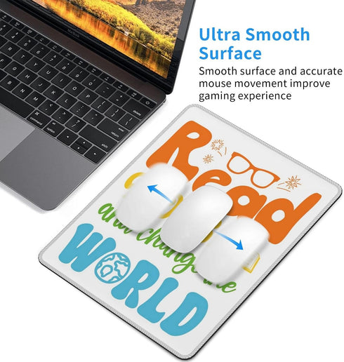 Cbvegt 10 12 Read Books & Change The World Inspirational Water Resistant Mouse Pad with Stitched Edge Computer Mouse