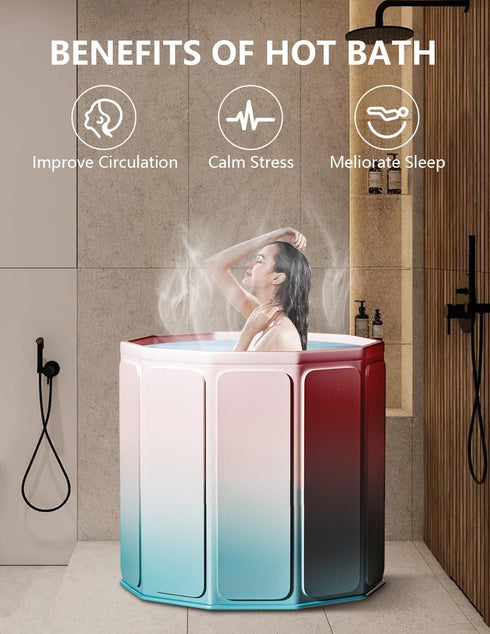 Portable Bathtub for Adults, Collapsible Freestanding Bathtub for Shower, Hot Ice Bath Tubs with Thickened Thermal Foam