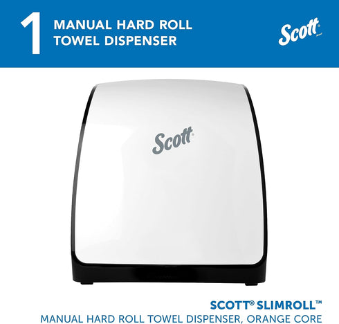 (47091), 12.65" 13.02" 7.18" 1) Scott Slimroll Manual Towel Dispensers White, for Orange Core Scott Slimroll Towels, x
