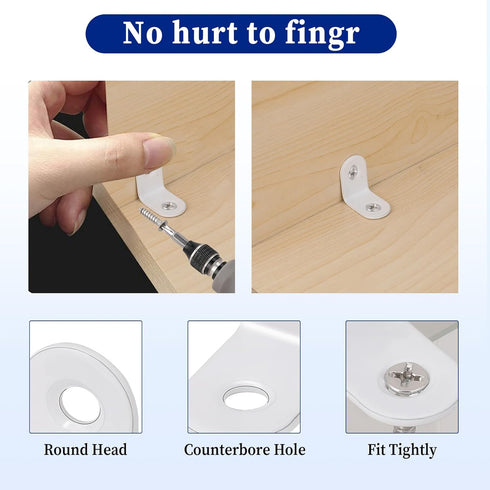 Trinkrittey 20 90 Pcs Small Right Angle Bracket White Corner Brace L Shape Shelf Bracket Degree Metal Brace Decorative