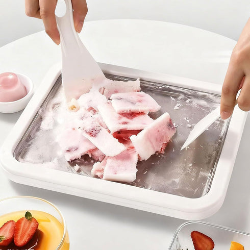 Generic Frozen Sorbet,White,8.85''x6.88'' Ice Cream Roll Maker Rolled Ice Cream Machine, Sweet Spot Pan, Instant Cold