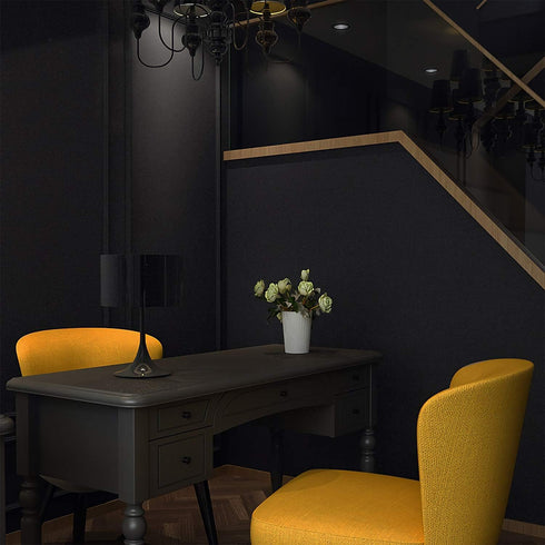 Mecpar Solid Black Wallpaper 15.7" x 118", Matte Textured Black Peel and Stick Vinyl for Rooms
