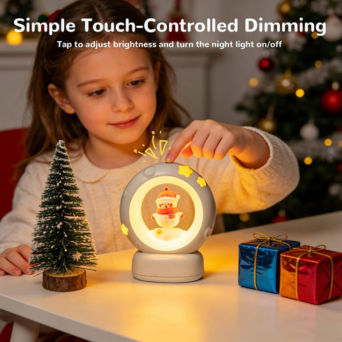 Dimmable AVEKI Snowman Night Light, Cute Christmas Snowman Lights Gifts for Kids Boys Girls, Bedside Touch Lamp
