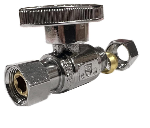 EZ-Fluid Plumbing 3/8-Inch O.D Female Compression x 3/8-Inch O.D Male Comp. Lead-Free Brass Quarter Turn Water Shut Off