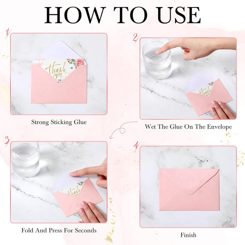 Outus 400 Pcs Bulk Gift Card Envelopes - Light Pink Mini Metallic Envelopes for Birthday and Wedding Invitations
