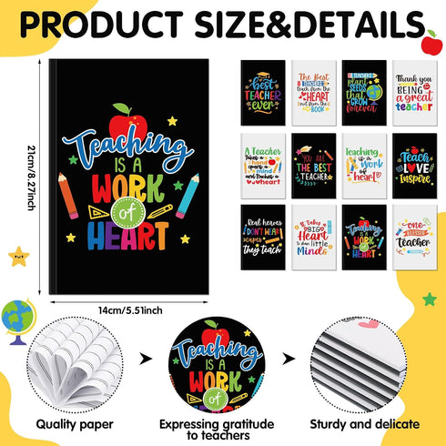 FunooFuno 36 2026 Pcs End of Year Teacher Gifts Inspirational Notebooks Pens and Thank You for Helping Me Grow Cards