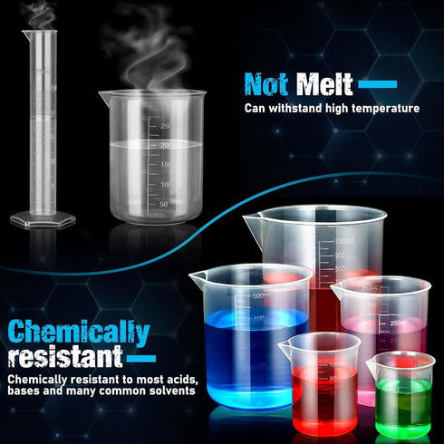 moveland Plastic Graduated Cylinders and Beakers with 5 Pipettes - Ideal for DIY Science Lab