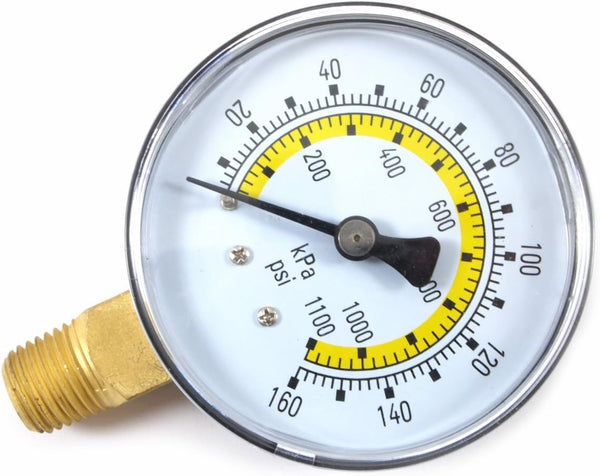 Forney 75554 Pressure Gauge, Bottom Mount, Air Line, 2-1/4-Inch Face, 1/4-Inch NPT, 0-160 PSI