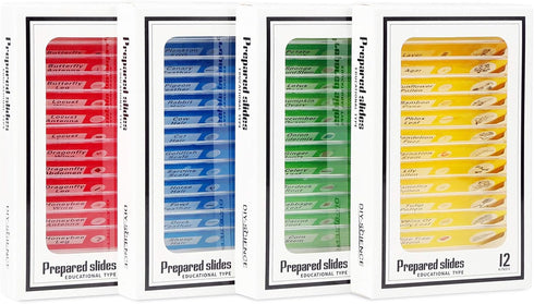 48 Prepared Microscope Slides Set of Animals Insects Plants Flowers, Biological Learning
