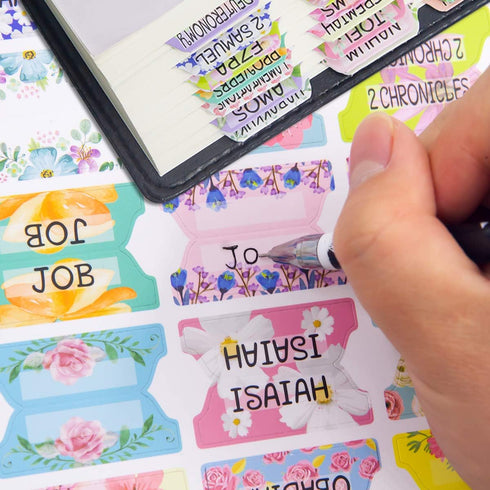 Decorative Laminated Bible Tabs, 100PCS Cute Bible Tabs for Women, 66 Book Tabs, 34 Blank Tabs