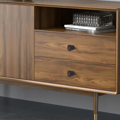 10PCS 0.87" 0.87" Cabinet Walnut Handles, Cambered Surface Solid Wood Drawer Knobs Solid Wood Single-Hole Handles