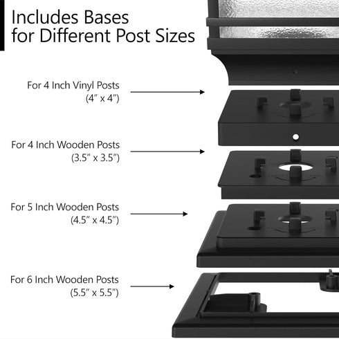 4x4 5x5 6x6 (1 Pack) Davinci Lighting Premium Solar Outdoor Post Cap Lights - - Bright LED Light for Fence Deck Garden