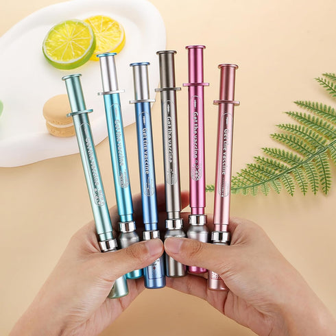 Exasinine Syringe Pens, Luminous Gel Pen Light, Beautiful Ballpoint Pens for School and Office Party Supplies, 6 Pcs