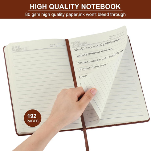 5.5x8.3 192 A5 (Brown*6) ZCZN Lined Journal Notebooks for Work, in, Pages, Hardcover Leather Journals for Writing