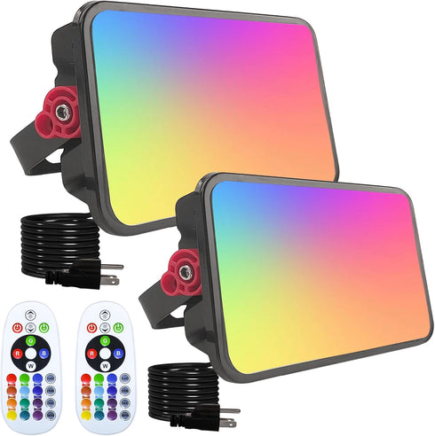 Indmird 2 Pack 50W RGB Flood Light, RGB Color Changing Floodlight, Smart RGB