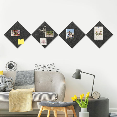 Felt Cork Board Tiles, 4 Packs 12" x 12" 1/2" Thick Self Adhesive Acoustic Panels for Walls with 40 Pushpins for Home