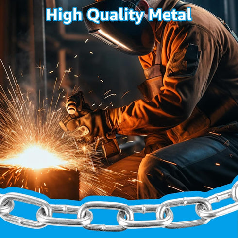 1/4" x 19.69 Ft Metal Chain, Galvanized Iron Heavy Duty Chain Links for Camping, Pet Dog Chain, Hanging