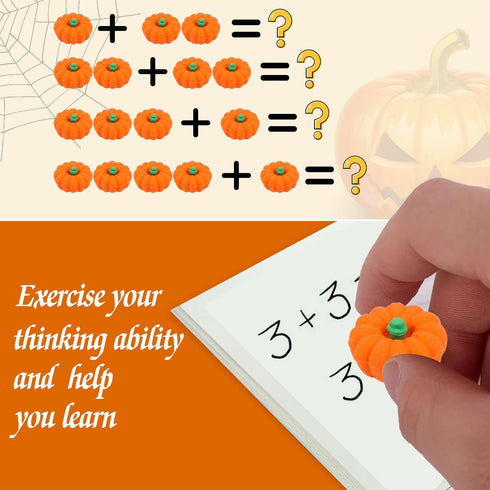 FOIMAS 33pcs 3D Pumpkin Erasers, Mini Rubber Erasers for Kids, Halloween Fall Party Favors