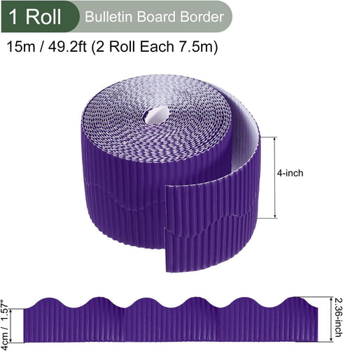 YOKIVE Bulletin Board Border Roll - Dark Purple Scalloped Cork Board Trim Edge, Great for Classroom Decor (4 Inch x
