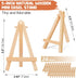 WOWOSS 24 Pack 5" Mini Wood Display Easel, Natural Wooden Tripod Holder Stand for Displaying Small Canvases, Business Cards, Photos