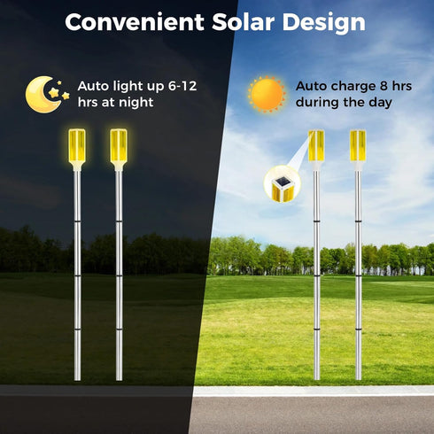 5 Pack 37'' Yeesport Yellow Solar Driveway Markers, Solar Powered Driveway Warning Lights with Detachable Poles Stakes