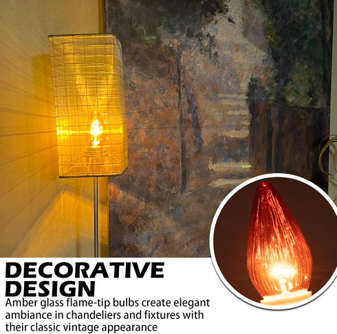 LikeLion 4 Pack 25W Bulbs, 120 Amber Flame Tip Chandelier Decorative Glass, Lumens