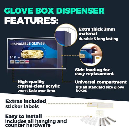 Wall Mount Glove Box Holder - Disposable Glove Dispenser Station for Medical Gloves, Multipurpose Kitchen