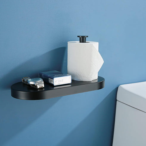 304 Round.93088MB RANDOM Matte Black Toilet Paper Holder with Phone Shelf, SUS Stainless Steel Modern Bathroom