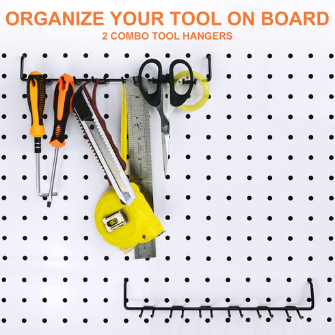 16 Pack Pegboard Utility Hooks, Peg Board Holders for Screwdriver Multi Tool Accessories, Fit 1/4" & 1/8" Pegboards