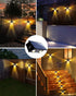 4 Pack 3-Side Solar Fence Lights Outdoor Waterproof with Warm White LED Spot Lens, for Wall, Deck, Patio, Yard, Rail