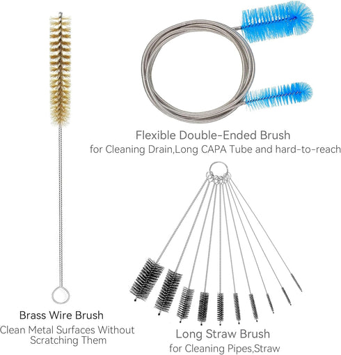 12 Pcs Tube Pipe Cleaners Brush Set,Flexible Drain Brush,Long Straw Brush,61-inch Flexible Double-Ended Hose Brush,8.2-inch Different Diameters Brush,12-inch Brass Wire Brush,for Kitchen Sink Plumbing by CUMFYHOUS