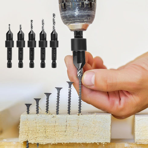 7pcs Countersink Drill Bit Set, Woodworking Countersink Bit for #6#8#10#12#16 Screws in Hard Wood Plastic