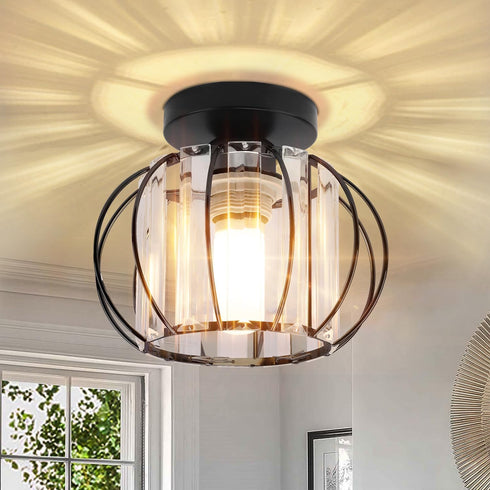Industrial Black Semi Flush Mount Ceiling Light Fixture, Modern Close to Ceiling