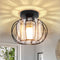 Industrial Black Semi Flush Mount Ceiling Light Fixture, Modern Close to Ceiling