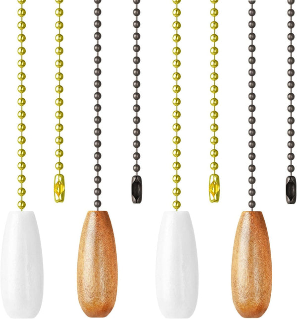 SHIFANQI Ceiling Fan Pull Chain, 2 Pack Wooden Pendant Pull Chain Extension, 12