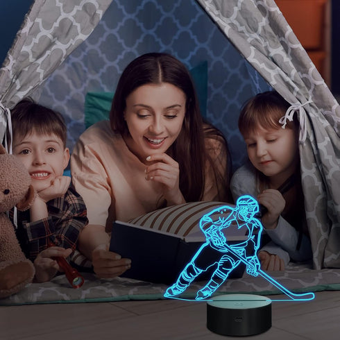 3D 16 Dimmable Lampeez Ice Hockey Player Night Lights for Kids LED Colors Remote Control Changing Touch Table Desk Lamp