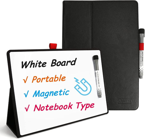 Portable Small White Board, 12" x 9" Magnetic Dry Erase Board with Stand, Includes 1 Marker with Eraser