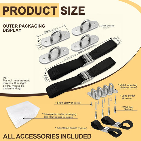 Sduphs 304 1,000 lbs Countertops Stainless Steel Anti-Tip Furniture Anchors Heavy-Duty Wall Straps for Baby Proofing