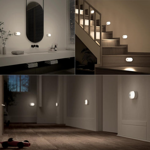 Closet 1-20LM 2-Pack Lyridz Rechargeable Motion Sensor Night Light, Cool White LED Stick-on Light with Dusk to Dawn