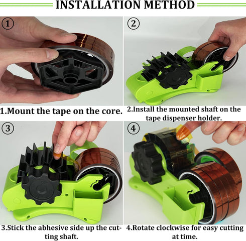 Green Multi-Roll Heat Tape Dispenser, Semi-Automatic for Heat Transfer Tape, 1" and 3" Core