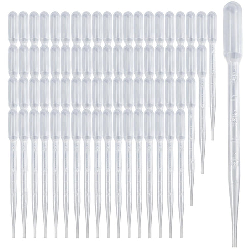 100 PCS 3ML Disposable Plastic Dropper Pipettes for Accurate Liquid Transfer, Excellent Suction for Oils, Crafts, Labs