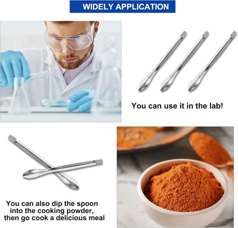 15 Pcs 3 in 1 Micro Lab Spatula Stainless Steel Lab Spoon for Reagent Sampling, Mixing, Measuring 105/125/140mm Set