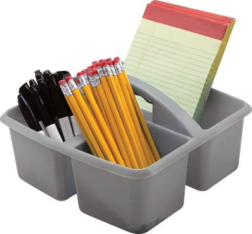 Teacher Created Resources Gray Portable Plastic Storage Caddy - 6-Pack for Classrooms, Kids Room, Office Organization