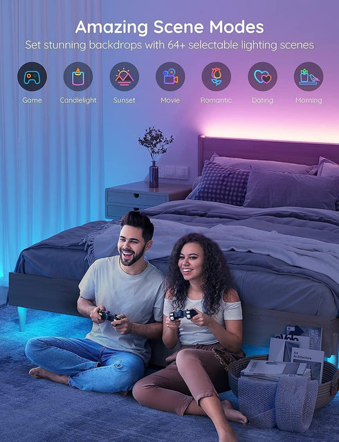 16.4ft 16 Govee Smart RGB LED Strip Lights, WiFi LED Strip Lighting Work with Alexa and Google Assistant, Million