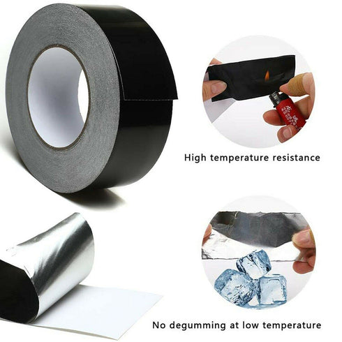 2 Inch 20M Black Aluminum foil Tape, Professional Grade Roll Adhesive Sealing Duct Tape for HVAC, Refrigerator, Freezer, Insulation, Patching Hot & Cold Air Ducts, Sealing, etc. (20M)