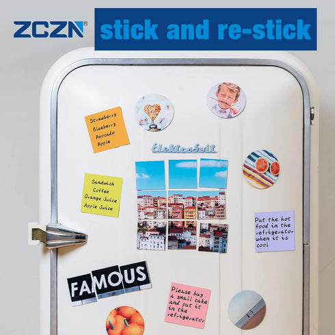 ZCZN 400 Sheets Pop-up Sticky Notes, 3 x 3 Inches, 4 Pads, 100 Sheets/Pad, Bright Color, Red