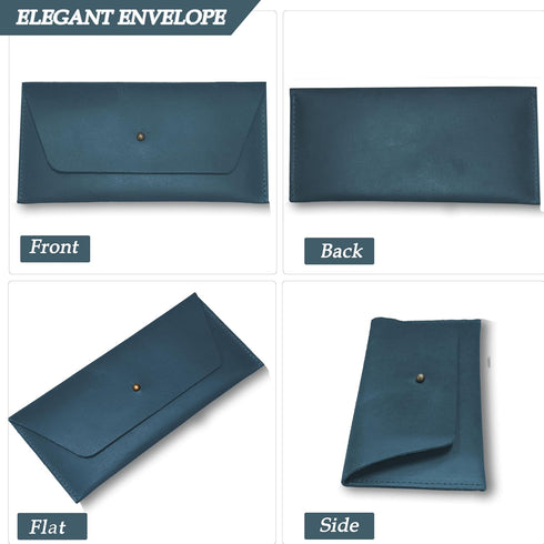succor Genuine Leather Cash Envelopes for Men, Reusable Budget Wallet, Retro Clutch for Men and Women