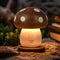 LONRISWAY Cordless Wood Mushroom Lamp, Small Battery Operated Wooden Table Lamp Portable Night