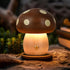 LONRISWAY 2Pack Dimming Wood Small Mushroom Table Lamp, LED Rechargeable Cordless Touch Bedside Lamps, Wireless