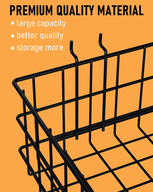 INCLY 4 Pack Pegboard Baskets Bins Set, Square Style Black Metal Wire Basket for Peg Board Organizing Tools
